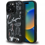 Karl Lagerfeld Etui tekstuuriga muster AND logo MagSafe iPhone 16 Pro jaoks, must