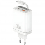 USAMS Xiang seeria CC296 30W 1xUSB-C 1xUSB-A vrgulaadija + USB-C kaabel valge
