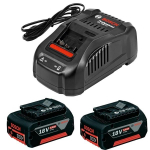 Bosch Powertools Starter-Set 18V (2x GBA 18V 5.0Ah + GAL 1880 CV Professional) (schwarz, 2x Akku + Ladegert, AMPShare Alliance)