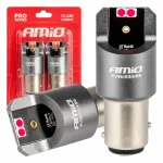 Amio LED CANBUS PRO seeria BAY15D P21/5W 4x3030 SMD Punane 12/24V -03586