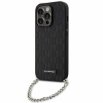 Karl Lagerfeld KLHCP14XSACKLHPK iPhone 14 Pro Max 6.7" must tarna kvakott Saffiano monogrammiga kettidega