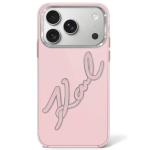 Karl Lagerfeld Etui IML Big Signature Resin Metal Frame do iPhone 18 Pro / 17 Pro roosa
