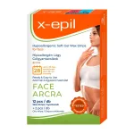 X-Epil, Hypoallergenic, Silky Finish, Hair Removal Wax Strips, For Face, 12 pcs