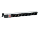 Equip 19" pistikupand: 8x Schuko + lliti - 90 nurk, alumiinium.