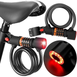 Arruzzo L47H jalgratta lukustus-kaabel koodiga ja lamp (1,1m)