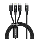 Baseus Rapid Series 3-in-1 kaabel USB-C jaoks M+L+T 20W 1,5m must