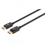 Manhattan DisplayPort 1.4 kaabel, 8K@60hz, 1m, punutud kaabel, isast isasse, DP14MM1M ekvivalent, lukkidega, tielikult varjestatud, must, eluaegne garantii, polkott