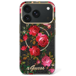 GUESS Etui IML Glitter Blossom Roses iPhone 18 Pro / 17 Pro jaoks, must