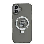Karl Lagerfeld Ringstand Karl ja Choupette MagSafe mbris iPhone 16 Plus / Must