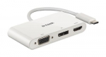 D-LINK USB-adapter, USB-C pistik VGA + HDMI + DisplayPort pesa (valge)