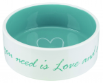 Bowl for animals, ceramic : Trixie Pets Home bowl, ceramic, 1.4 l| 20 cm, cream|petrol
