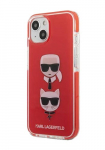 Karl Lagerfeld Kvakate TPE Karl ja Choupette pea punane, iPhone 13 Mini jaoks, KLHCP13STPE2TR