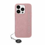 Karl Lagerfeld KLHCP15SPSAKDGCP iPhone 15 / 14 / 13 6.1" rowy / roosa kvakott Saffiano Rhinestones AND Charm