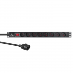 Lanview 19"" rack mount power strip, 1U, 10A with 8 x French