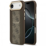 GUESS iPhone'i 17 Air kest, hildub MagSafe'iga GUHMP17MPG4SEMCW (nahk PU, 4G ribaga) pruun