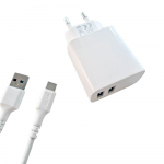 Gear Laadija 220V 2xUSB-A 3.4A Valge USB-C kaabel 2.0 1m