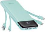 Charmast W1148 roheline vlimand 5V 3A 10000 mAh integreeritud juhtmetega USB A / USB C / Lightning / Micro USB