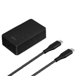 uniq Charg. Versa Slim USB-C PD 18W + USB-C ja USB-C kaabel must/se must (LITHOS Collective)