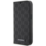 Karl Lagerfeld KLBKP14SSAKLHPK iPhone 14 / 15 / 13 6.1" raamatukott tsaarilik/must Saffiano monogrammiga