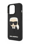 Karl Lagerfeld Kvakate 3D kummist Karl Head must, iPhone 13 Pro jaoks, KLHCP13LKH3DBK, KLHCP13LKH3DBK