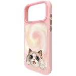 NIMMY juht BIG EYED LYING RAGDOLL CAT, hilduv MagSafe'iga, IPHONE 18 Pro/17 Pro jaoks, roosa
