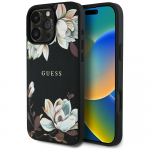 GUESS Etui Grained MagSafe mbris lillemustriga iPhone 16 Pro jaoks, must