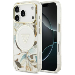 Etui Guess IML Glitter Flowers Triangle MagSafe do iPhone 17 Pro biay
