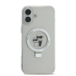 Karl Lagerfeld Ringstand Karl ja Choupette MagSafe mbris iPhone'ile 16 / valge