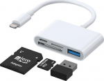Joyroom HUB kaardi lugija iPhone OTG Lightning - USB kaardi lugija SD TF valge
