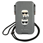 Karl Lagerfeld Torebka KLHCP12MOPHKCG 6,1" szary/grey hardcase Saffiano Ikonik Karl AND Choupette Head