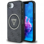 GUESS mbris IPHONE 16e (SE 4 2025) jaoks, hildub MagSafe'iga GUHMPSE4HG4PRTGK (IML Metal Glitter 4G Ring Triangle), must