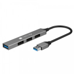 Techly USB-A 3.2 Hub with 4 Slim USB-A Ports in Metal