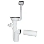 PLASTBRNO KkituSinki sifon 115 1/2x50mm with drain, overflow, washing machine connection: Kkitu sinki sifon 115 1/2x50mm veelatusega, levahutusava ja pesemasin