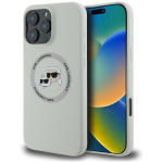 Karl Lagerfeld Silikoonist kaitsembris iPhone'i 16 Pro jaoks, kaheotsaline ja ring Magnetiga, beowy vrvuses