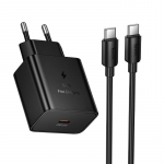 Hoco USB-C laadija QC PD 45W + USB-C kaabel USB-C-le N77, must