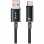 USAMS Cloud Series US-SJ658 6A USB-A ja USB-C vaheline 1,2 meetri pikkune must kaabel