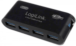 Logilink USB 3.0 hub 4-portiline must koos toitekaabliga
