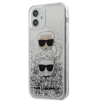 Karl Lagerfeld KLHCP12SKCGLSL Liquid Glitter 2 Heads Cover For Apple iPhone 12 Mini Silver
