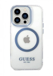 GUESS Kvakate metallist kontuuriga Magsafe sinine, iPhone 14 Pro jaoks, GUHMP14LHTRMB
