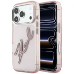 Case Karl Lagerfeld IML Big Signature Resin Metal Frame for iPhone 18 Pro Max / 17 Pro Max pink