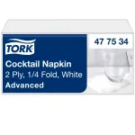 Tork Salvetes Advanced Cocktail Napkins, 2 laagri, 200 tk/pakk, 24 x 23,8 cm, valge vrvi