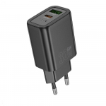 Hoco USB A + USB C QC3.0 PD 3A 30W N63 laadija, must