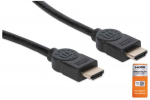 Manhattan HDMI-kaabel Ethernetiga, 4K@60Hz (Premium High Speed), 1,8m, mehest mehesele, must, vastav HDMM2MP-le (v.a. 20cm lhem), Ultra HD 4k x 2k, tielikult varjestatud, kullatud kontaktid, eluaegne garantii, polkott