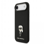 Karl Lagerfeld Vedela silikoonmetalli Ikonik kest iPhone'ile / Must