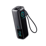 Joyroom PODIX PR70 25000mAh toidupank kuni 240W kahe sisseebritekendatud USB-C kaabli ja kahe TFT-ekraaniga - Hall
