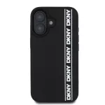DKNY 3D-kummi korduslogoga mbris iPhone'ile 16, must