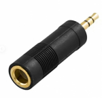 Deltaco audioadapter 6,3 mm 3,5 mm, must
