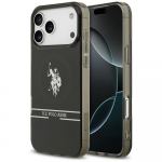 U.S. Polo Assn. Etui US Polo DH ja Bottom Stripe Logo MagSafe iPhone'ile 17 Pro Max, must