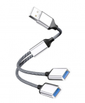 MicroConnect USB-A to 2x USB-A Female, Silver transfer rate 480Mbps,