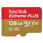 SANDISK Extreme PLUS 128GB microSDXC A2 C10 V30 UHS-I U3 + SD Adapter + 2 years RescuePRO Deluxe up to 200MB/s AND 90MB/s Read/Write speeds